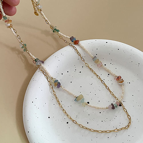 Süße einfarbige Naturstein-Halskette aus Edelstahl in großen Mengen