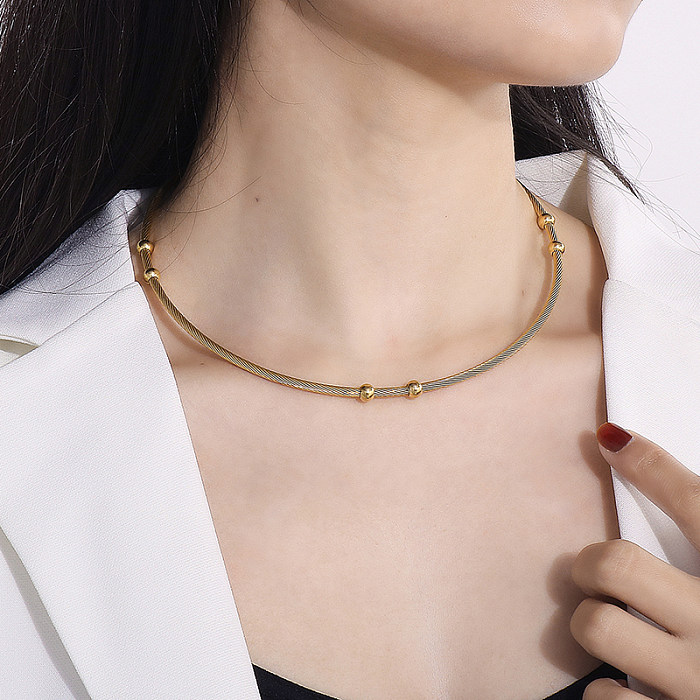 Simple Style Solid Color Stainless Steel  Plating 18K Gold Plated Choker