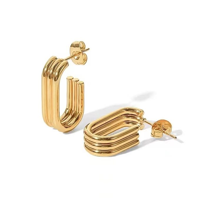 1 par de brincos de orelha banhados a ouro de aço inoxidável com revestimento de cor sólida estilo simples