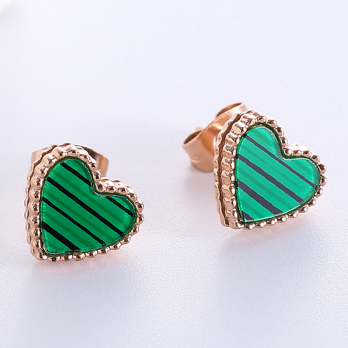 1 Pair Simple Style Heart Shape Plating Stainless Steel  18K Gold Plated Rose Gold Plated Ear Studs