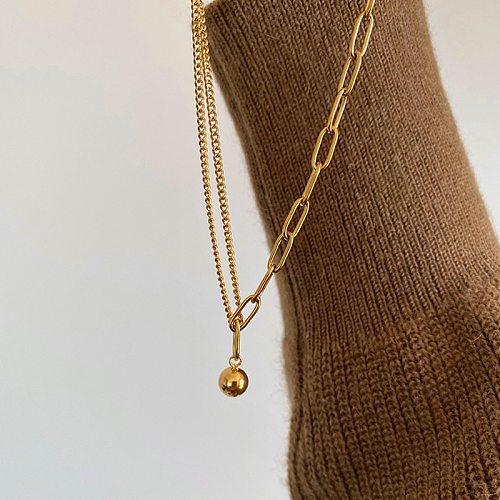 Collar con colgante chapado en oro de 18 quilates con cadena de acero inoxidable de color sólido de estilo simple