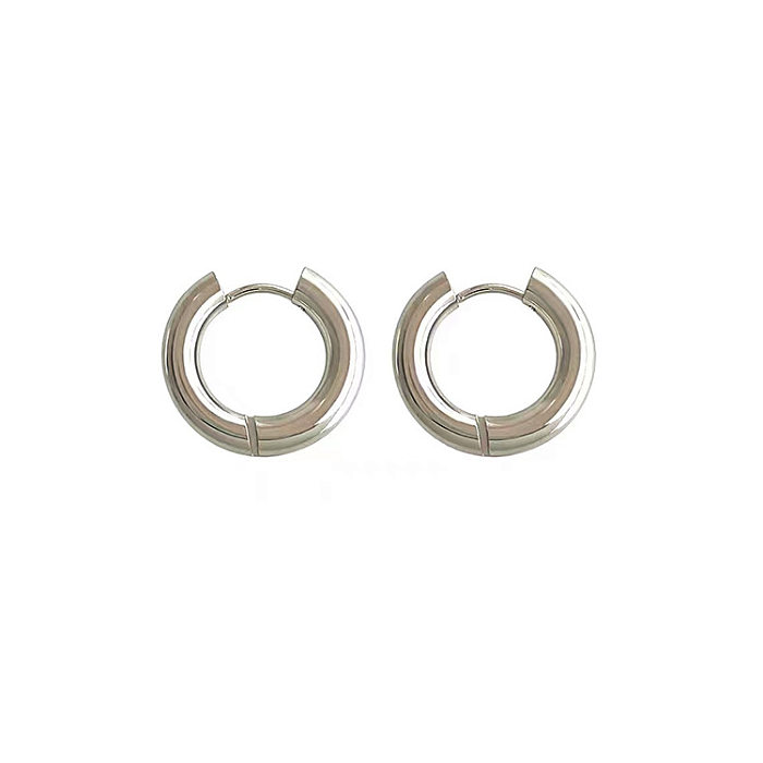 1 Pair Vintage Style Geometric Solid Color Metal Stainless Steel Hoop Earrings