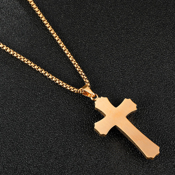 Halskette mit Hip-Hop-Kreuz-Anhänger aus Edelstahl
