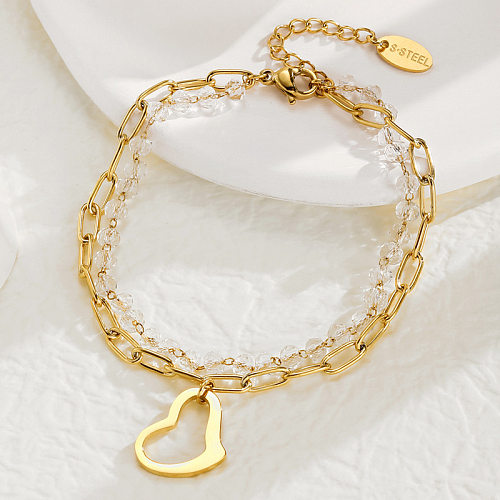 Bracelets en acier titane coeur géométrique de Style Simple pour femmes Bracelets en acier inoxydable