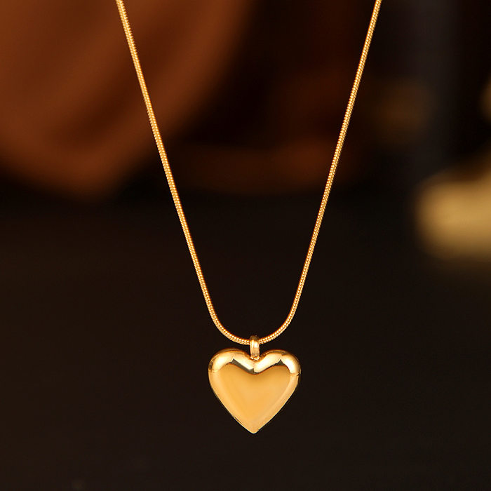 Retro Heart Shape Stainless Steel Plating Necklace 1 Piece