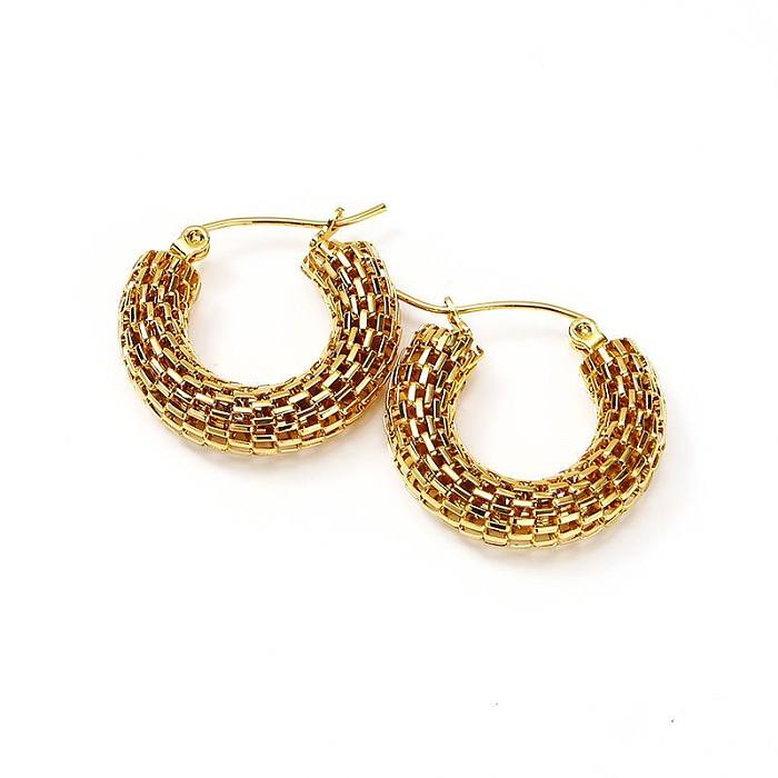 1 Pair Casual Modern Style Classic Style Round Plating Stainless Steel  14K Gold Plated Earrings
