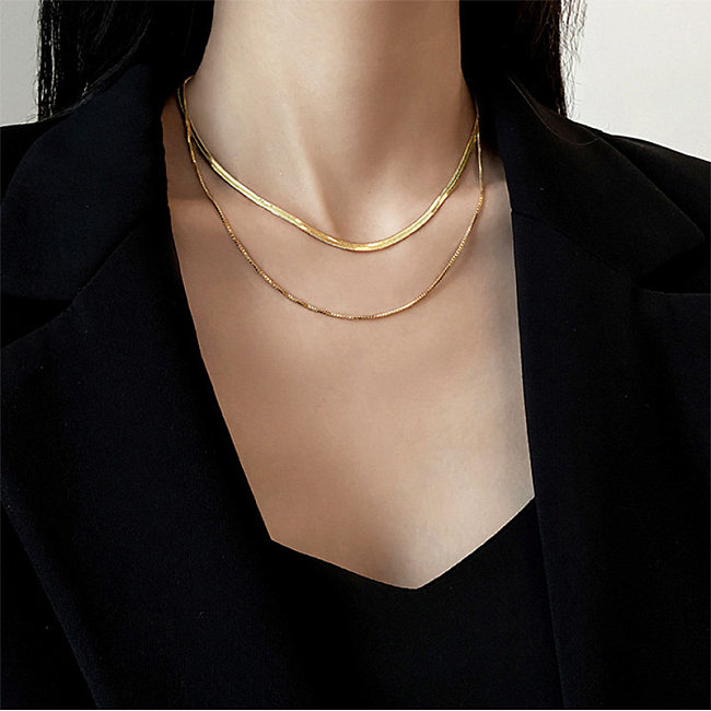 Simple Fashion Double-layer Snake Bone Chain Stainless Steel Necklace