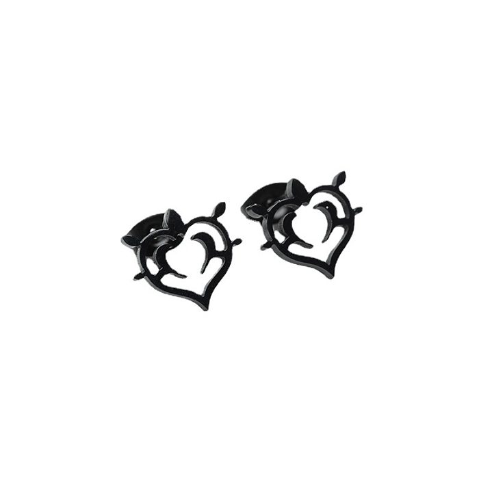 زوج واحد من أقراط الأذن بتصميم هندسي بسيط على شكل قلب من الفولاذ المقاوم للصدأ