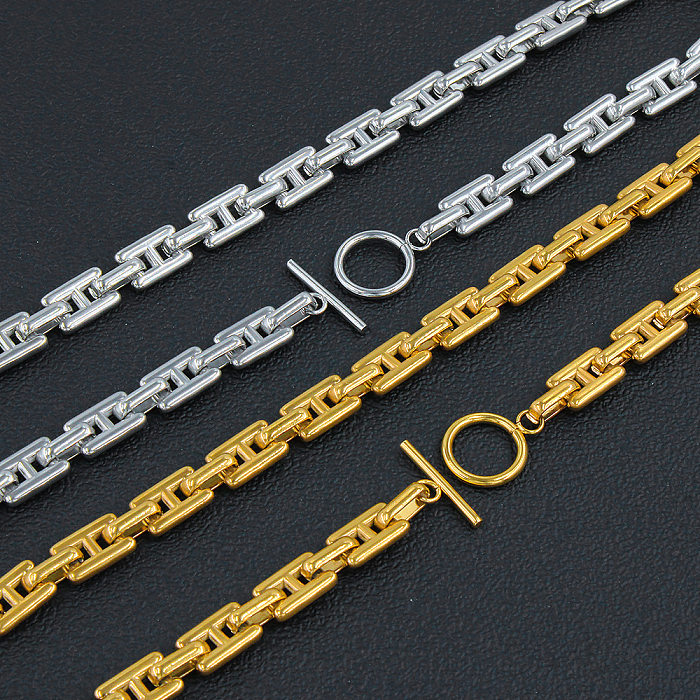 Colar de pulseiras geométricas de aço inoxidável estilo vintage, 1 peça