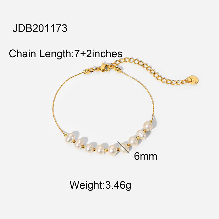 Bracelet de chaîne en or de bijoux en acier inoxydable de perle géométrique simple