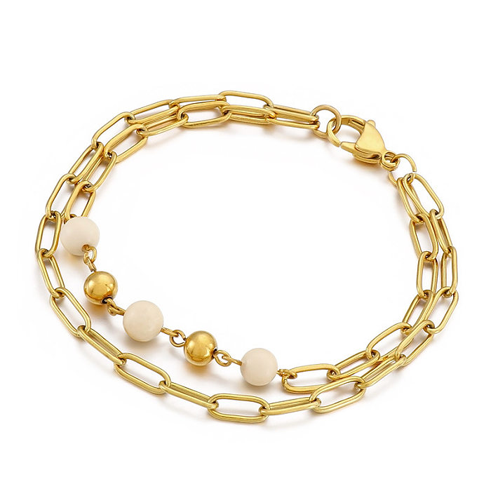 Bracelets géométriques en acier inoxydable à la mode perlés sans bracelets en acier inoxydable incrustés