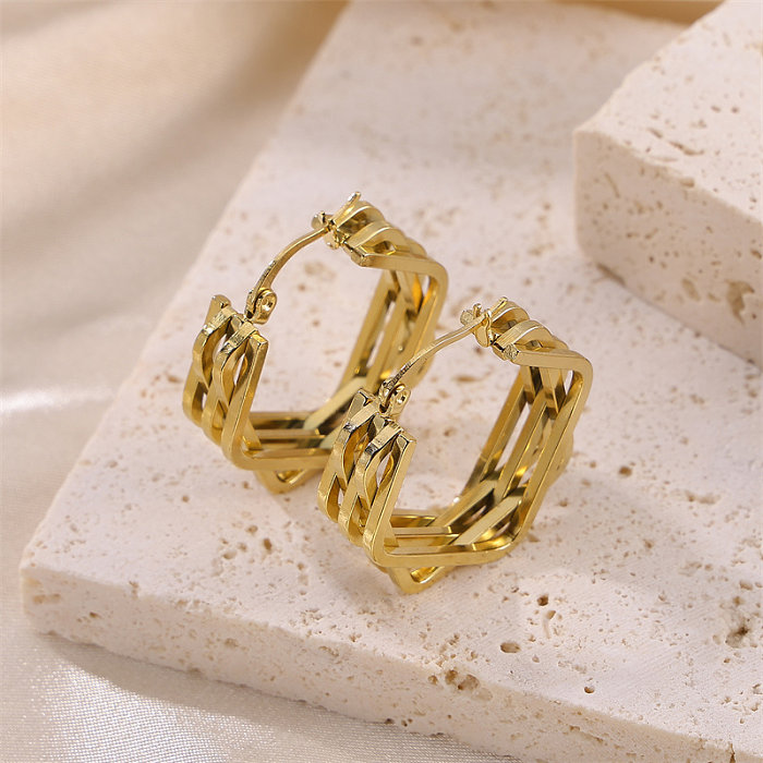 1 Pair Casual Hawaiian Tropical Geometric Plating Hollow Out Stainless Steel  18K Gold Plated Earrings