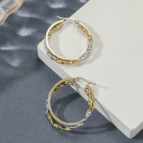 1 Pair Retro Lady Geometric Stainless Steel Plating 18K Gold Plated Earrings