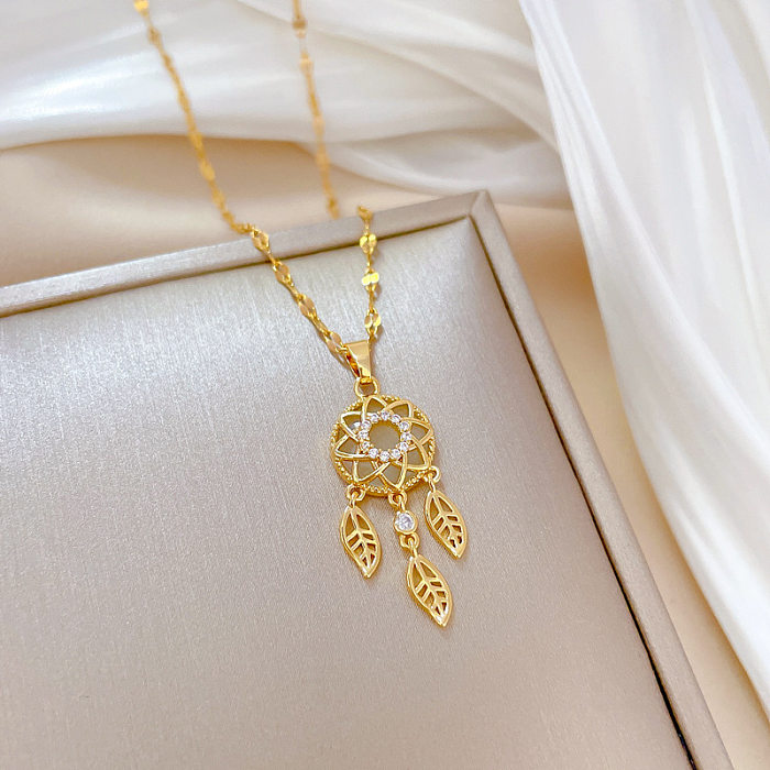 Streetwear Dreamcatcher Stainless Steel  Copper Plating Pendant Necklace