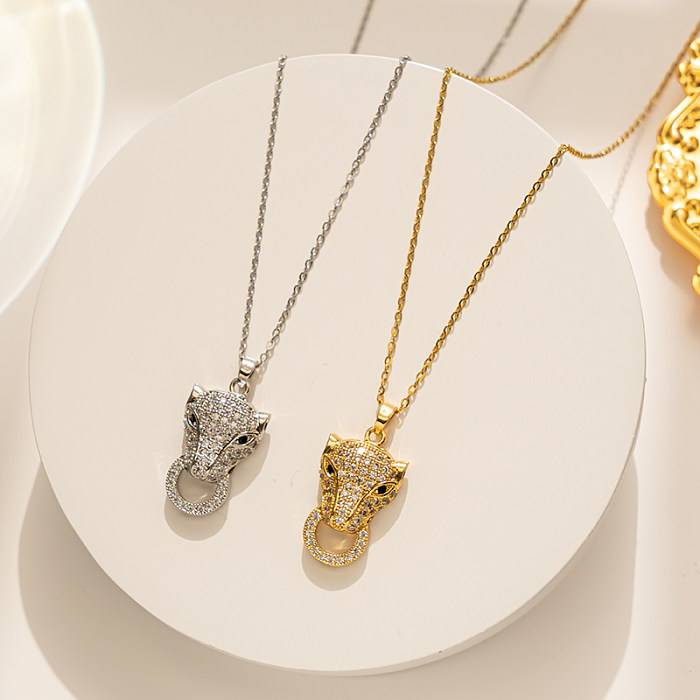 Simple Style Animal Stainless Steel Plating Inlay Zircon 18K Gold Plated Pendant Necklace