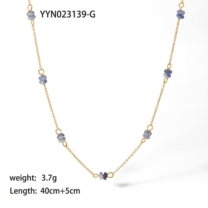Princess Sweet Commute Solid Color Stainless Steel  Beaded Plating 18K Gold Plated Necklace