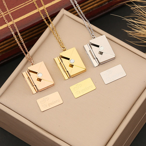 Wholesale Simple Style Solid Color Stainless Steel  Gold Plated Pendant Necklace