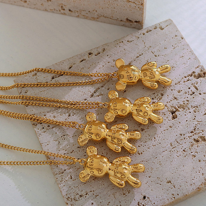 Collar de oro real de 18 quilates chapado en acero inoxidable con letras de lujo ligeras de estilo europeo y americano