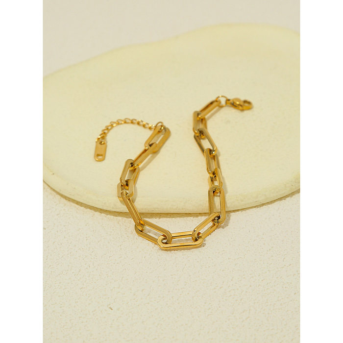 Simple Style Waves Heart Shape Titanium Steel Plating Gold Plated Bracelets