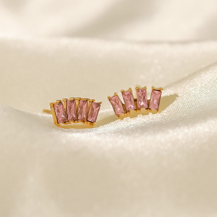 Luxurious Geometric Stainless Steel  Earrings Gold Plated Zircon Stainless Steel  Earrings