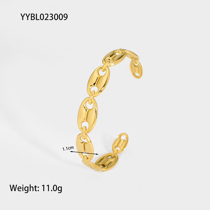 Bracelet plaqué or en acier inoxydable avec serpent en forme de cœur géométrique de style moderne