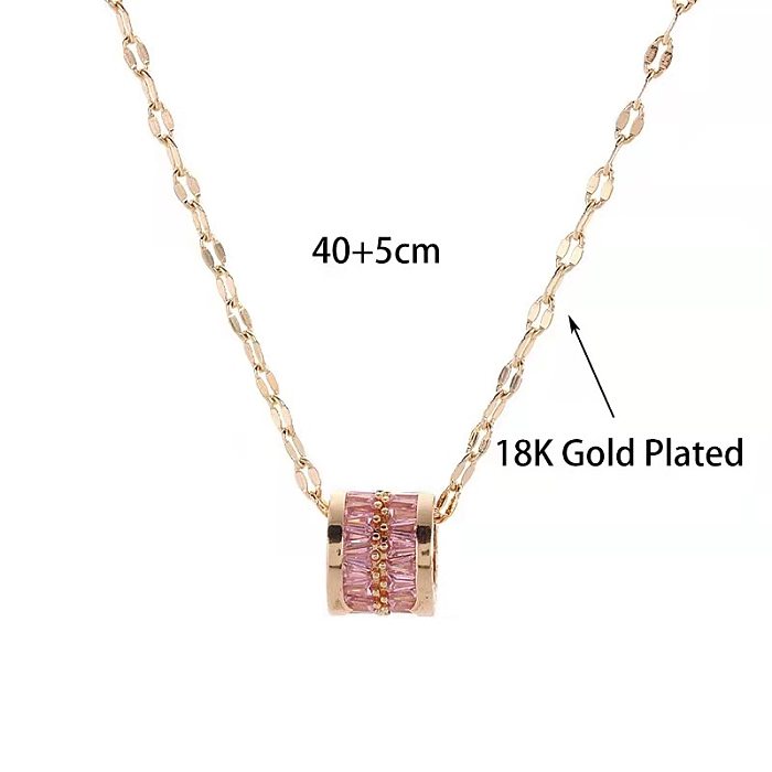 Fashion Geometric Stainless Steel Plating Zircon Pendant Necklace 1 Piece