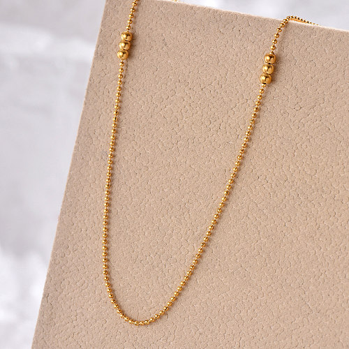 Simple Style Solid Color Stainless Steel  Plating 14K Gold Plated Necklace