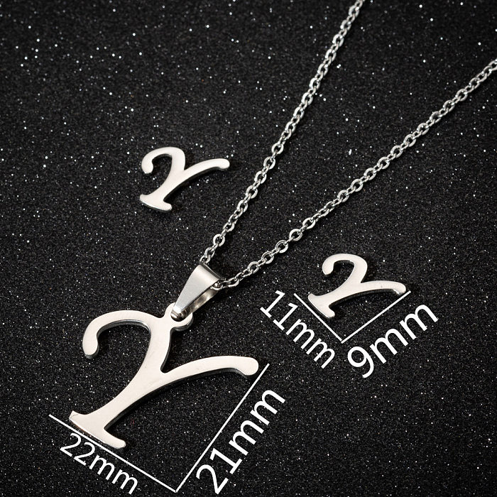 1 Set Simple Style Letter Stainless Steel Plating Hollow Out Pendant Necklace