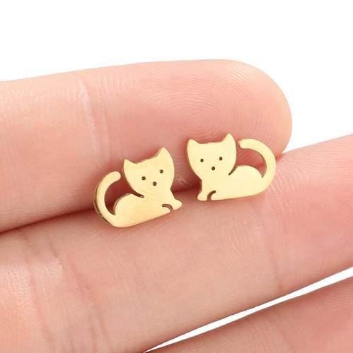Brincos de orelha fofinhos de aço inoxidável para gatos, 1 par