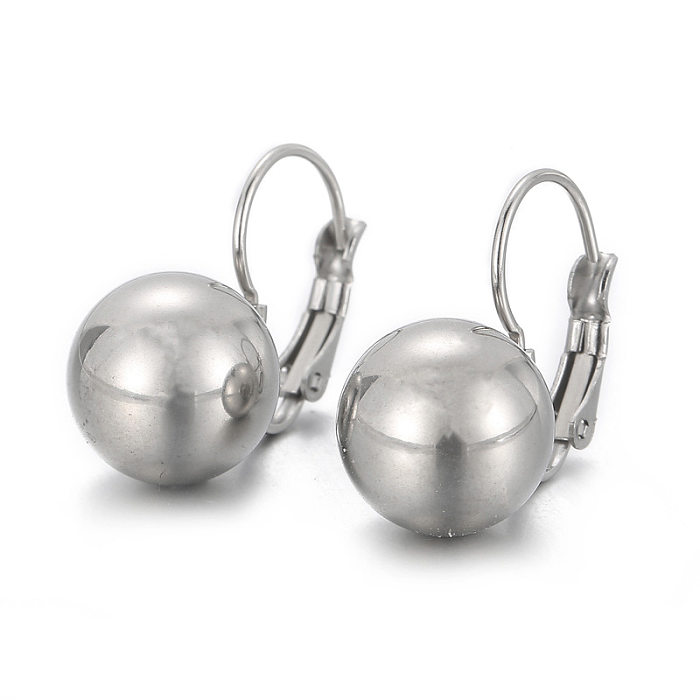 1 paire de boucles d'oreilles en acier inoxydable plaqué or et argent, Style Simple, plaqué boule