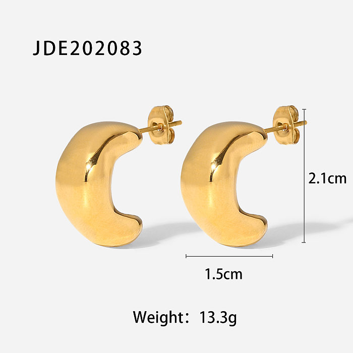 Mode nouvelles boucles d'oreilles en acier inoxydable de noix de cajou torsadées en forme de C en or 18 carats