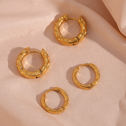 1 Pair Simple Style Round Stainless Steel  Plating 18K Gold Plated Hoop Earrings