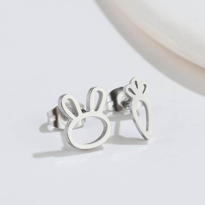 1 Pair Fashion Bunny Ears Stainless Steel Ear Studs