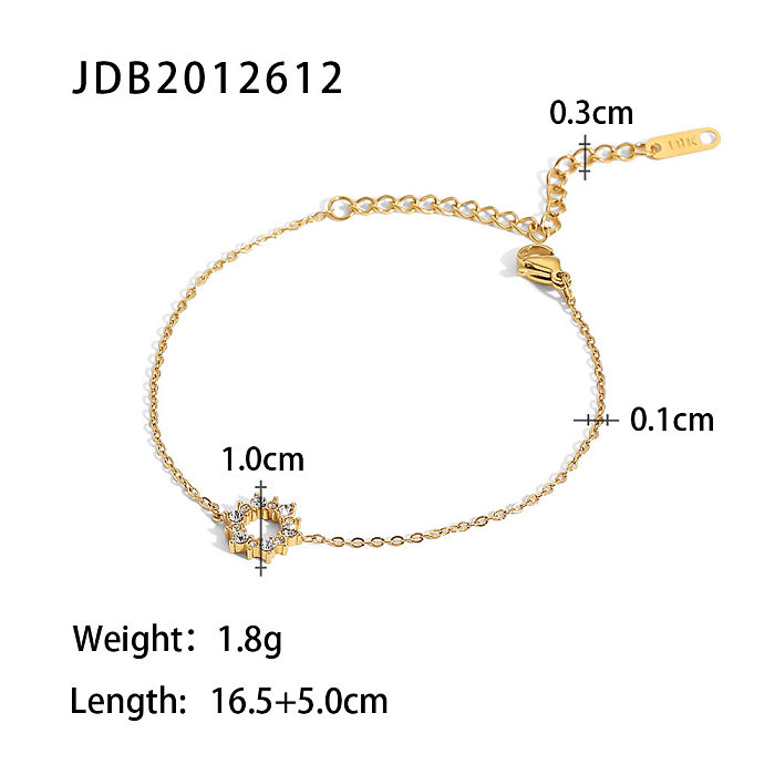 Fashion Snowflake Stainless Steel Bracelets Gold Plated Hollow Out Zircon Stainless Steel Bracelets