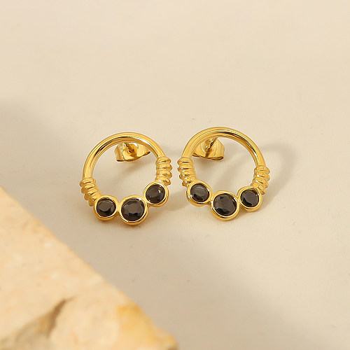 INS European And American Diamond Nose Ring Modeling Ethnic Style Stainless Steel Ear Studs High Sense Niche Plated 14K Real Gold Simple Earrings