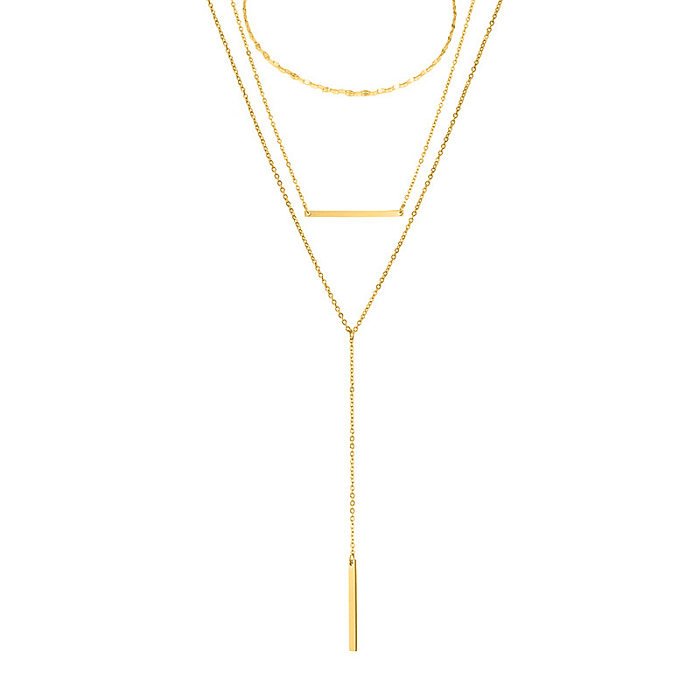 Lady Geometric Stainless Steel Plating Chain Gold Plated Necklace