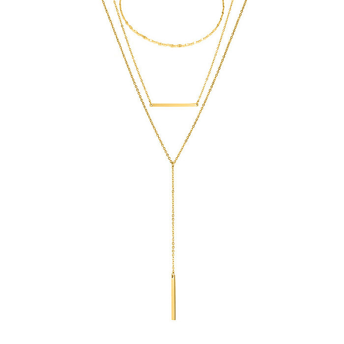 Collar chapado en oro con cadena de acero inoxidable geométrico para mujer