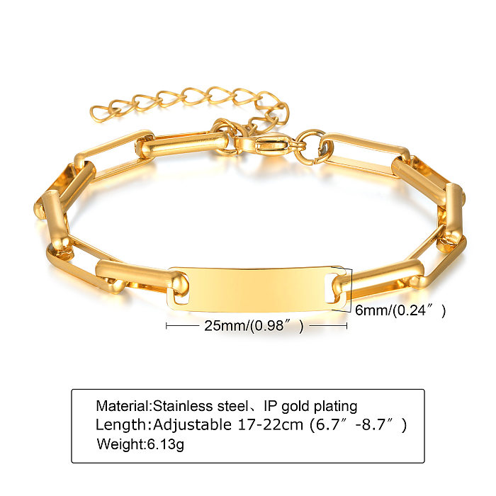 Wholesale Simple Style Geometric Stainless Steel 18K Gold Plated Bracelets