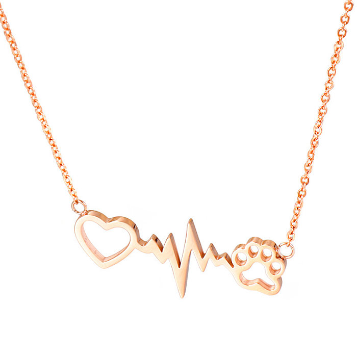 Cross-Border Foreign Trade Fashion Feet Cat Claw Peach Heart Pendant European And American AliExpress Long Clavicle Chain Necklace Wholesale
