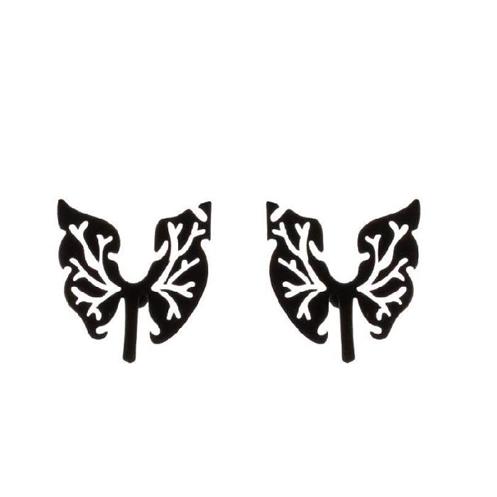 Style Simple toile d'araignée papillon Notes placage en acier inoxydable clous d'oreille creux 1 paire