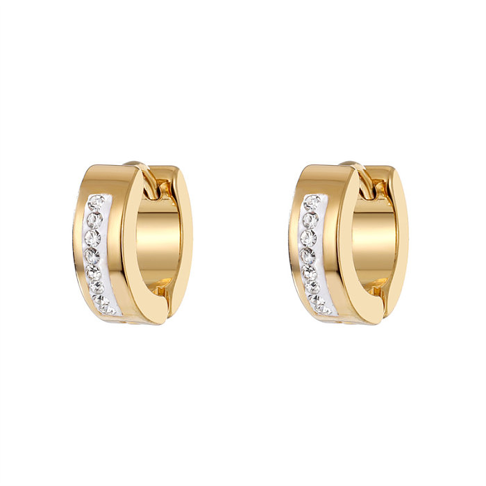 1 Pair INS Style Simple Style Round Stainless Steel  Plating Inlay Zircon Earrings