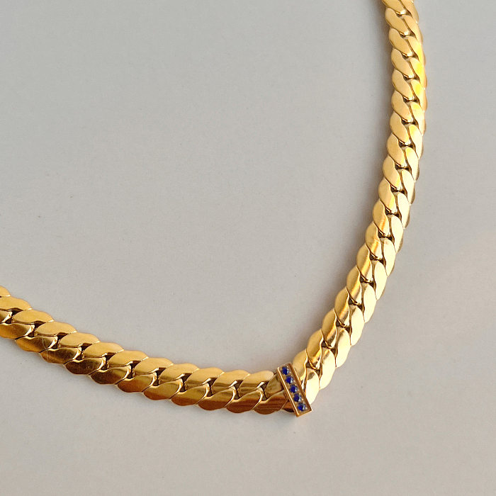 Großhandel Retro-Halskette aus einfarbigem Edelstahl mit 18-Karat-Vergoldung