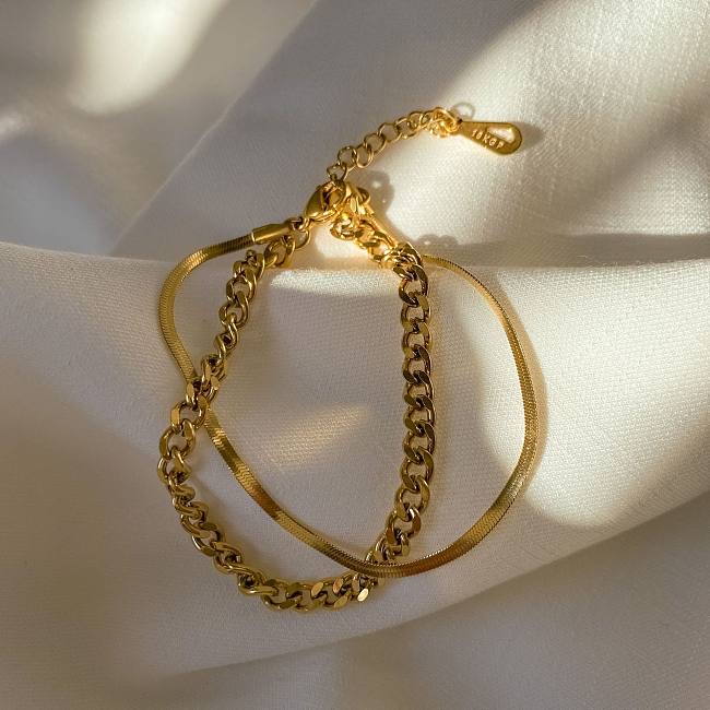 Bracelets plaqués or pour dame ronde en acier titane