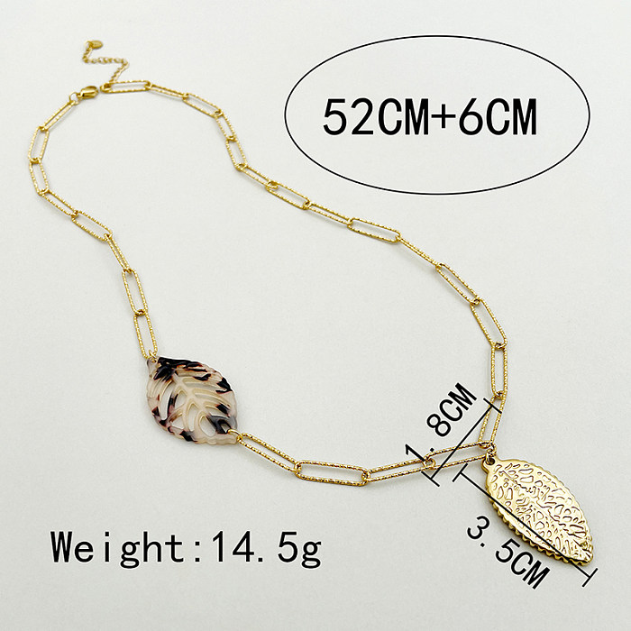 Casual Elegant Simple Style Leaves Stainless Steel  Plating Gold Plated Necklace