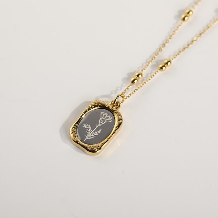 Wholesale Retro Rose Stainless Steel 18K Gold Plated Gold Plated Stainless Steel Pendant Necklace