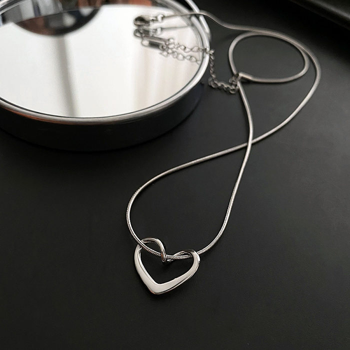Fashion Heart Shape Stainless Steel Pendant Necklace 1 Piece