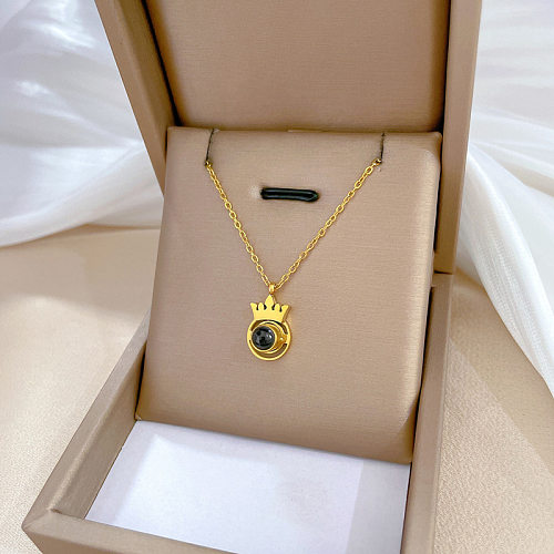 Artistic Crown Stainless Steel Plating Pendant Necklace