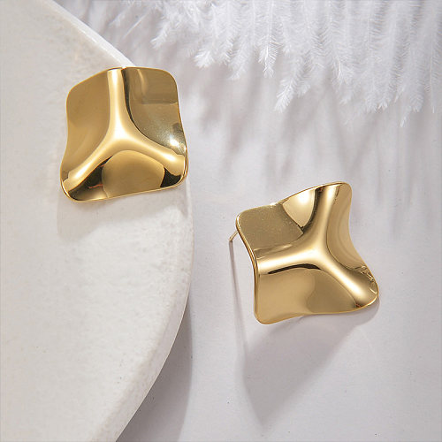 1 par de pendientes elegantes chapados en oro de 18 quilates de acero inoxidable con revestimiento geométrico irregular