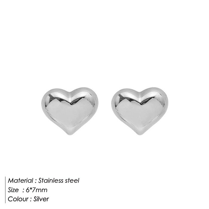 Simple Style Heart Shape Stainless Steel  Ear Studs Stainless Steel  Earrings