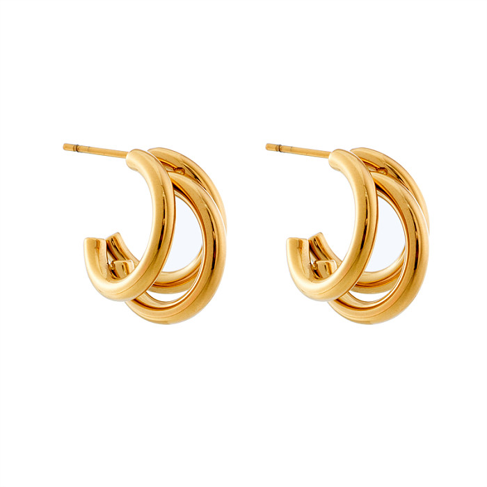 1 Pair Vintage Style Korean Style Geometric Plating Stainless Steel 18K Gold Plated Ear Studs